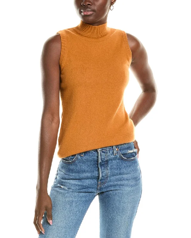 Bright Colors sofiacashmere Mock Neck Cashmere Tank