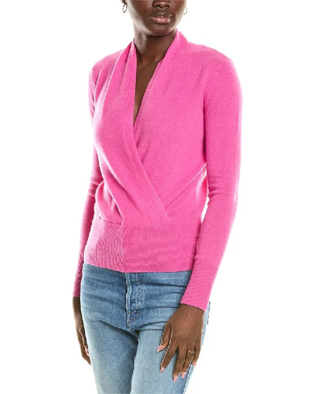 Comfortable And Versatile sofiacashmere Modern Faux Wrap Cashmere Sweater