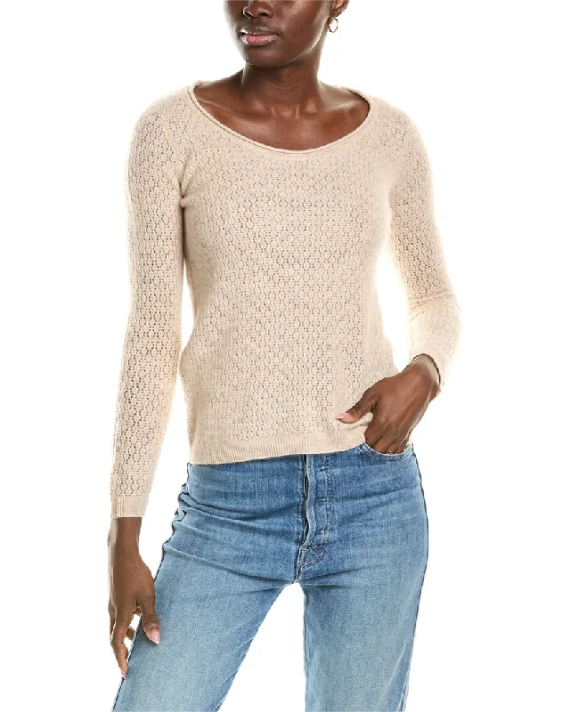 Luxury Style sofiacashmere Pointelle Scoop Neck Cashmere Sweater