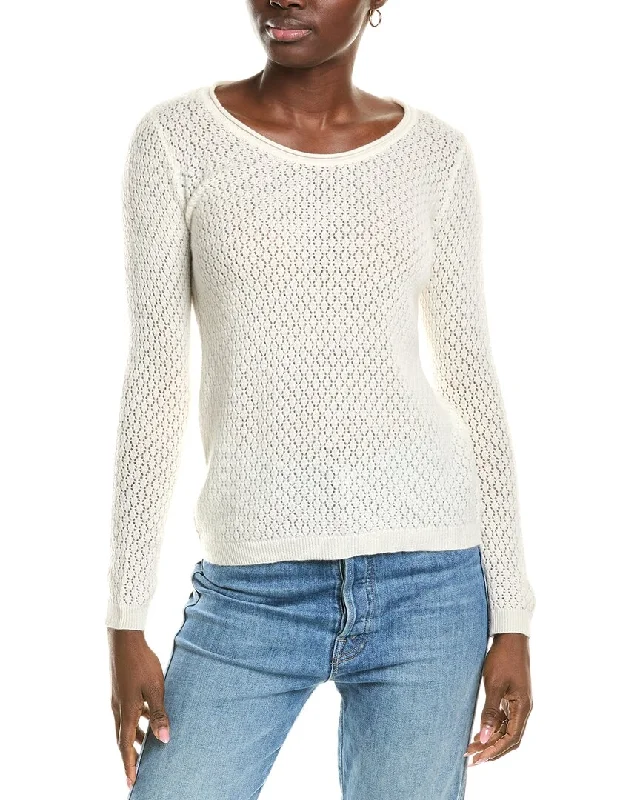 High-quality Styles sofiacashmere Pointelle Scoop Neck Cashmere Sweater