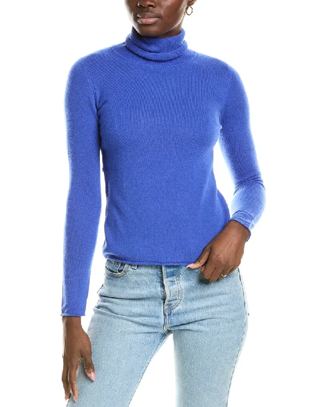 Elegant Wear sofiacashmere Roll Cuff & Hem Turtleneck Sweater