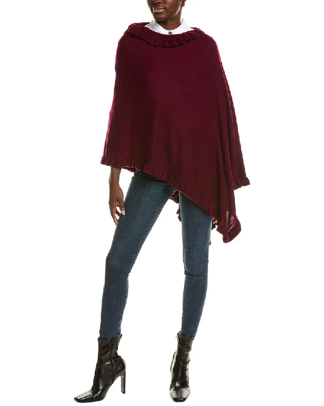 Exquisite Design sofiacashmere Ruffle Trim Wool & Cashmere-Blend Poncho