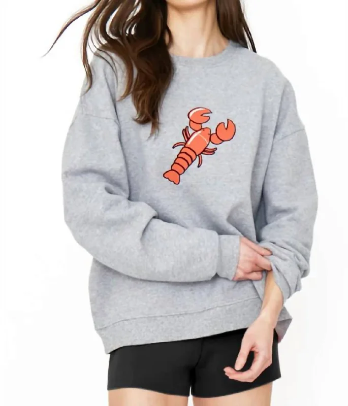 French Style The Oversized Lobster Sweatshirt In Heather Grey