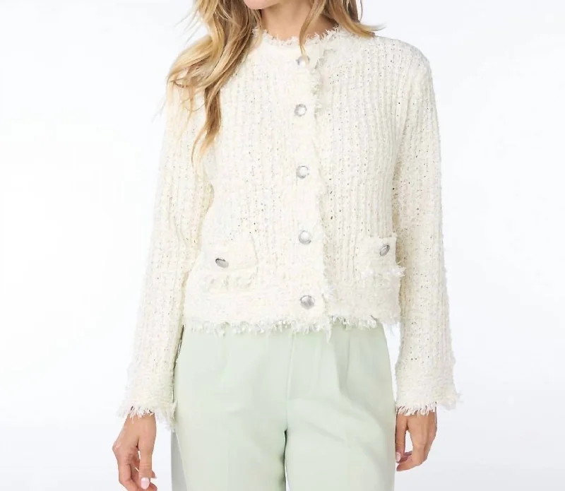 High-end Customization Tweed Cardigan In White