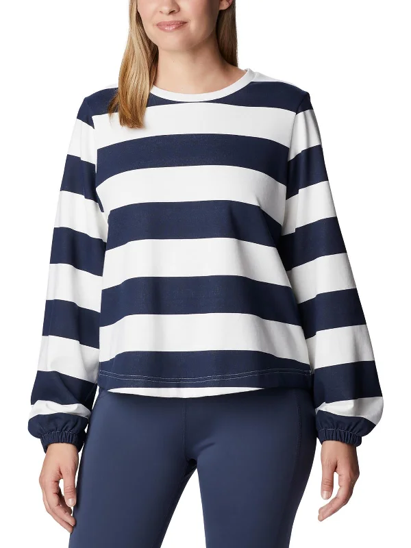 Classic And Versatile Womens Cotton Striped Crewneck Sweater