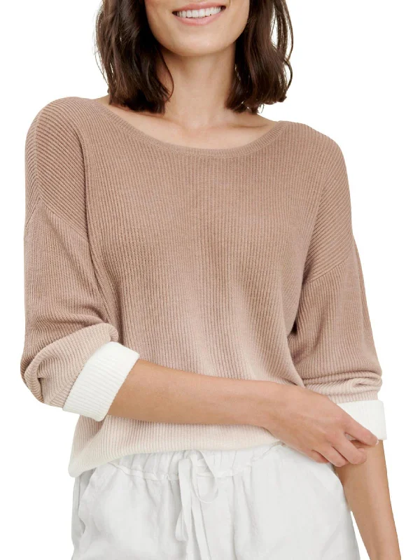 End Of The Year Wren Womens Dip Dye Cuffed Pullover Sweater