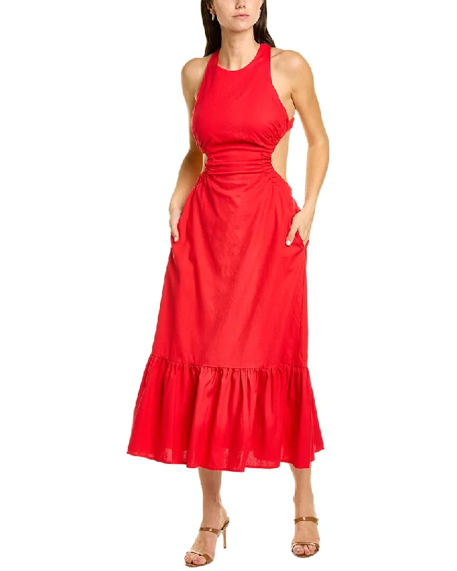 Comfortable And Versatile ASTR the Label Open Back Linen-Blend Maxi Dress