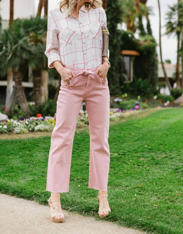 New Autumn And Winter Styles Bowie Tie Front Jeans In Peach Rose