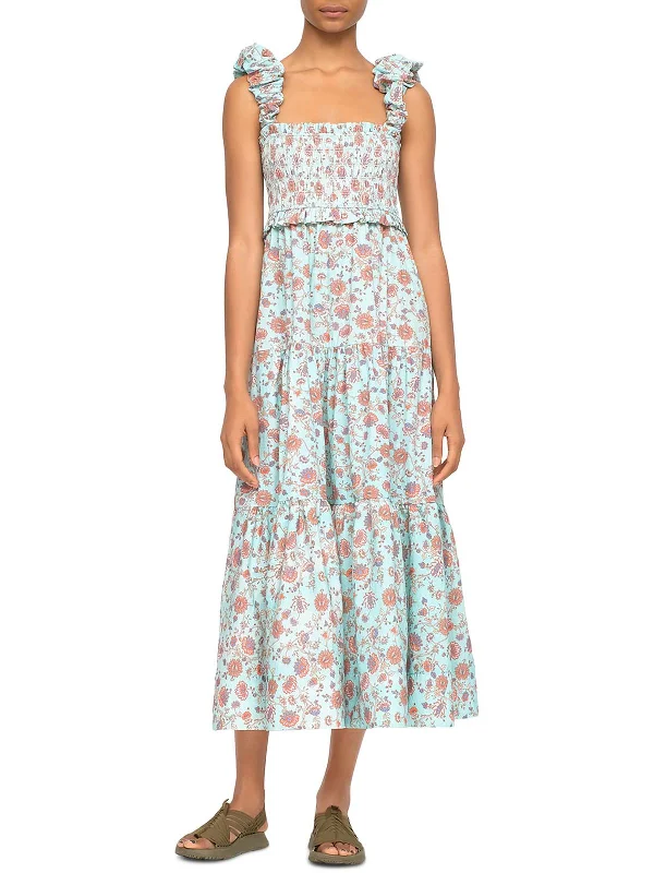 New Autumn And Winter Styles Brita Womens Cotton Floral Midi Dress