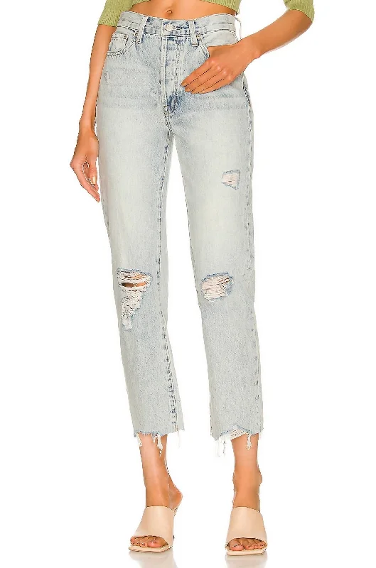 Retro Prints Charlie High Rise Straight Jean In Hysteria Distressed