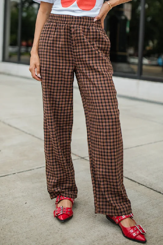 Comfortable And Versatile Daydreamer Brown and Black Plaid Boxer Pants