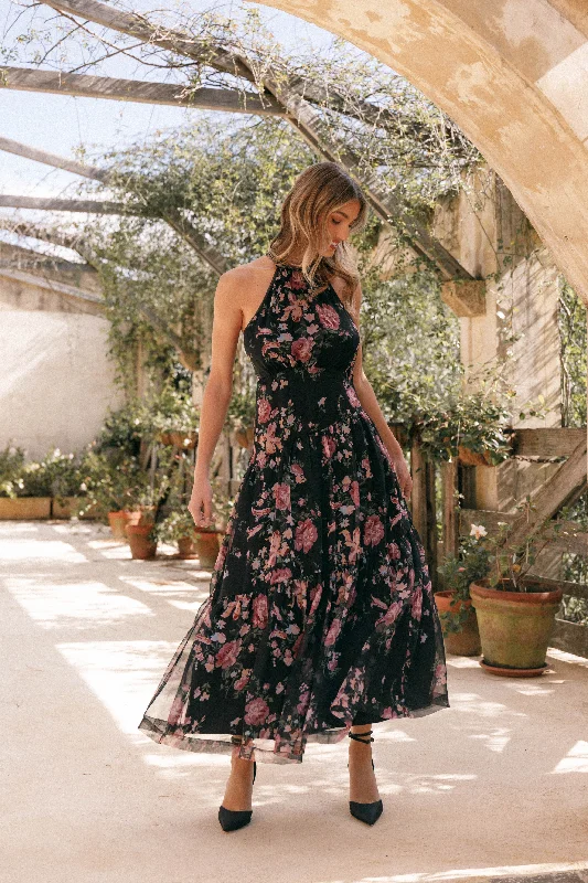 Warm Atmosphere Eden Maxi Dress - Black Floral