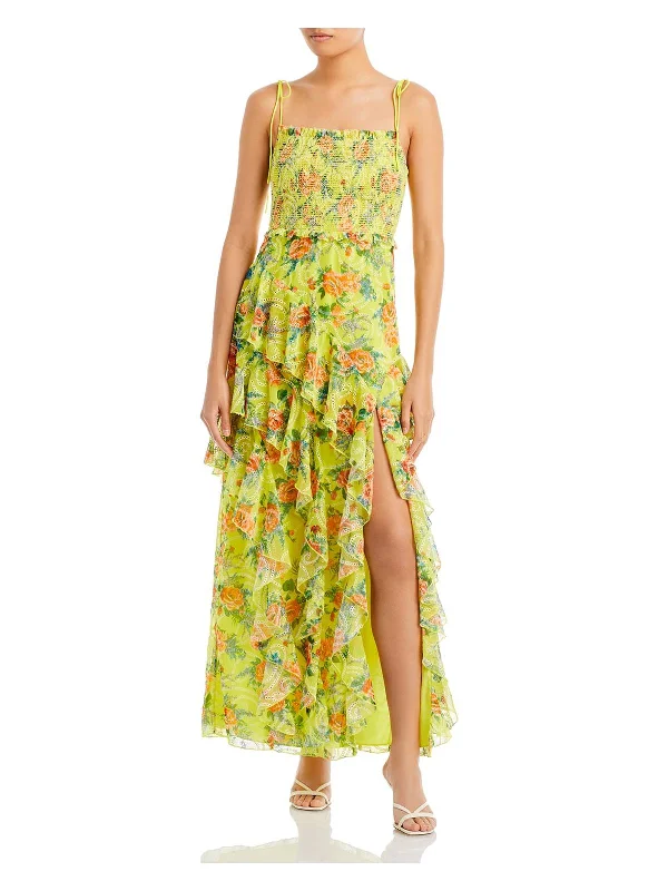 Personalized Clothing Jocelyn Womens Floral Ruffled Maxi Dress