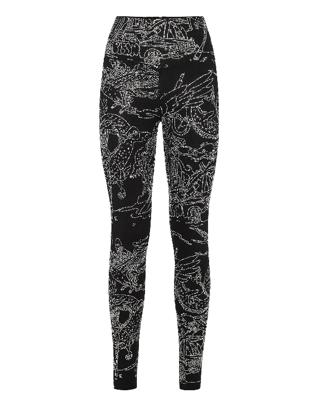 Avant-garde Design Jogging Leggings Stones Skeleton tattoo