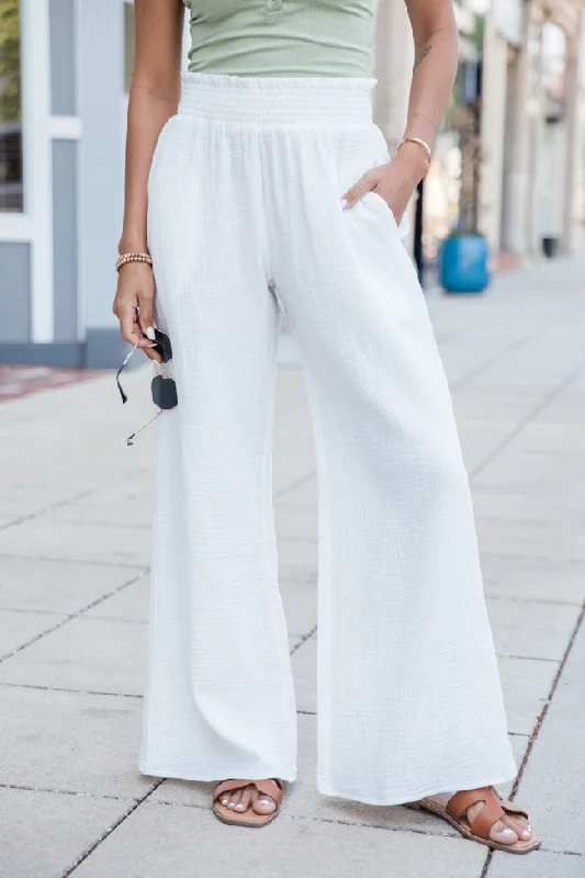 Integrated Design Let Me Adore You Ivory Gauze Beach Pants