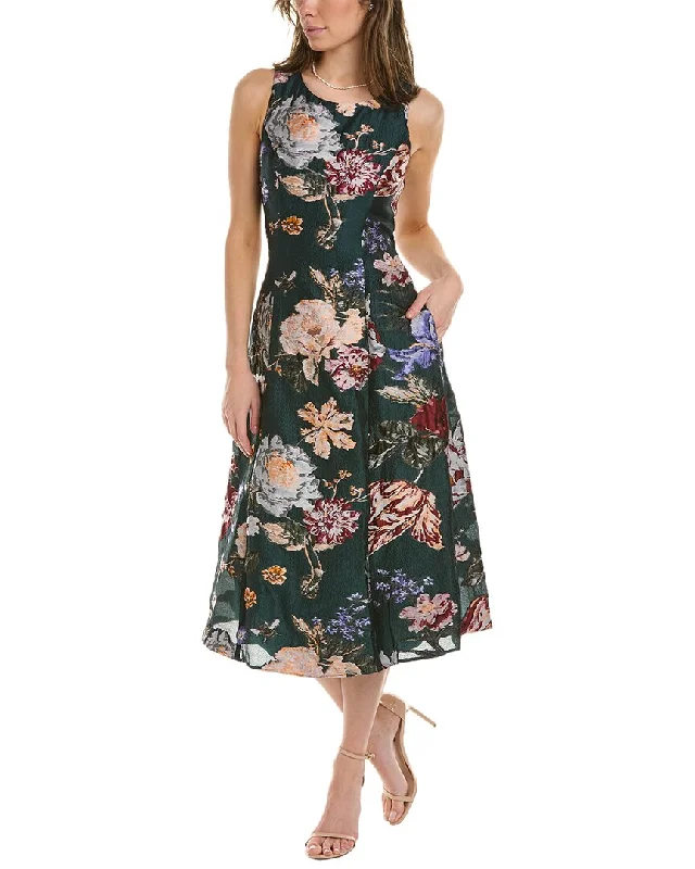 Celebrity Style Marchesa Notte Floral Fil-Coupé Midi Dress