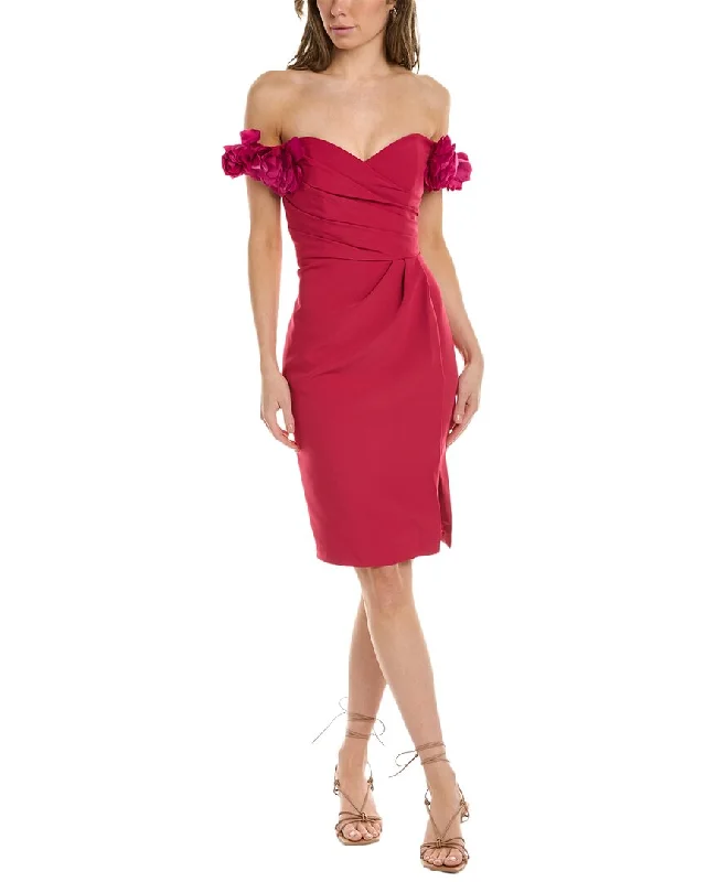 British Fashion Marchesa Notte Off-The-Shoulder Sheath Dress