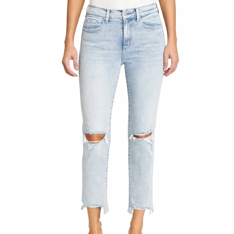 Fashion Must-have Monroe High Rise Cigarette Jean In Dune Distressed