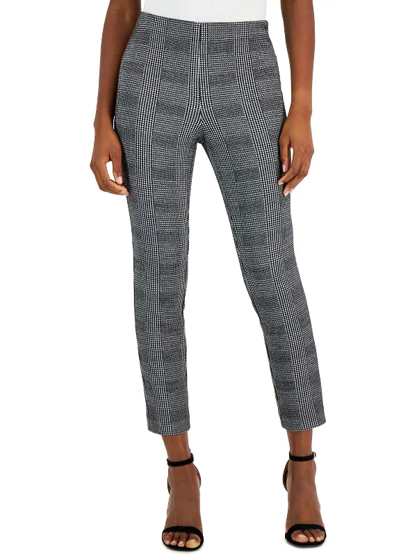 High Street Design Petites Womens Printed Slim Fit Ankle Pants