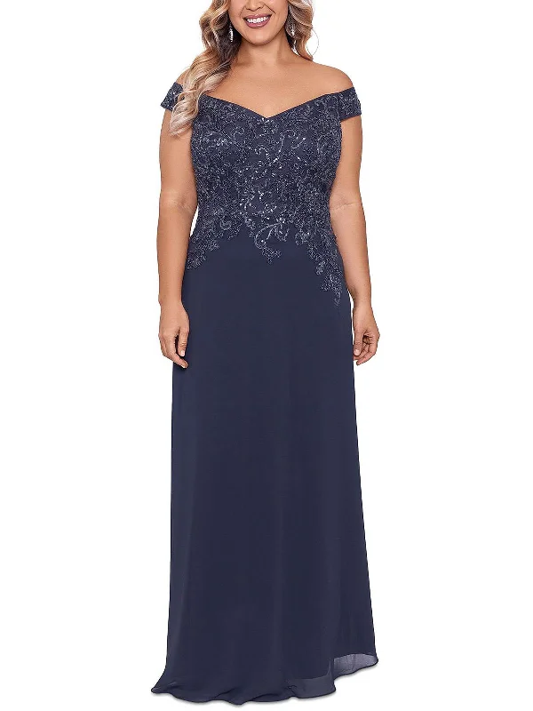 Urban Style Plus Womens Embellished Maxi Evening Dress