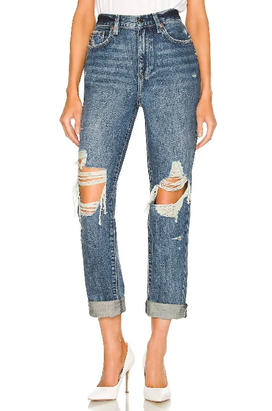 Double-sided Wear Presley High Rise Relaxed Roller Jean In Eternal Destructed