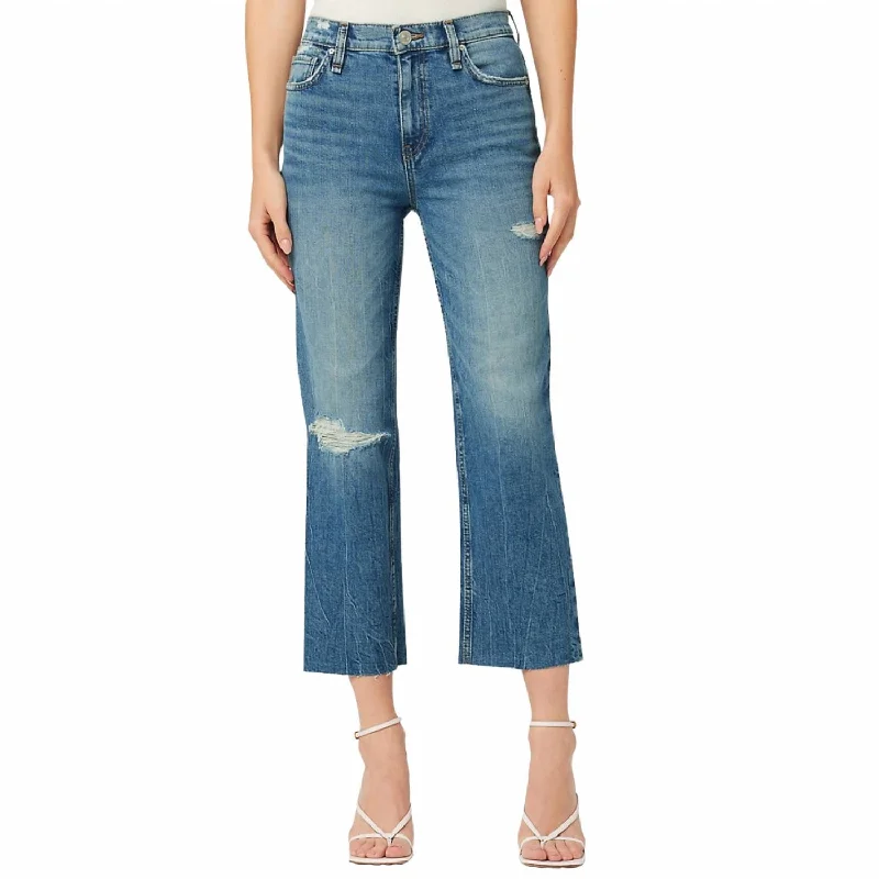 Integrated Design Remi High Rise Distressed Cropped Straight Leg Jean In Stunner