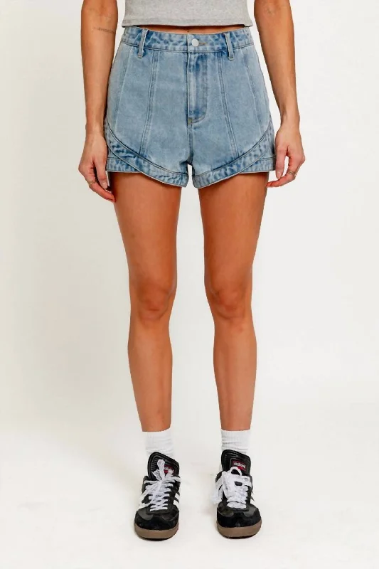 Youthful Vitality Seam Detail Denim Short In Blue