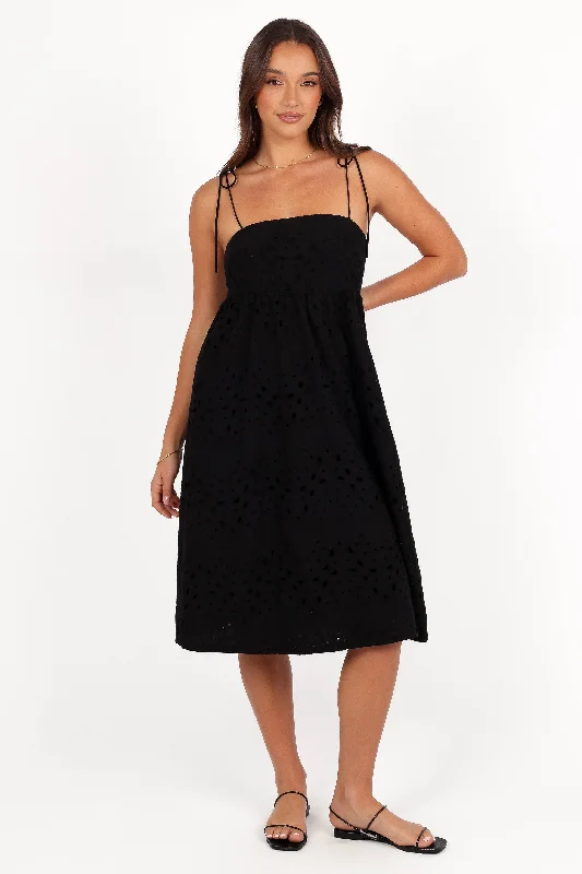 Elegant Wear Sevara Midi Dress - Black