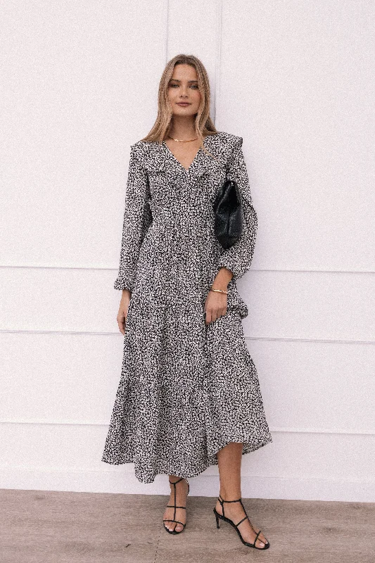 High-quality Styles Sophie Long Sleeve Maxi Dress - Black/Ivory