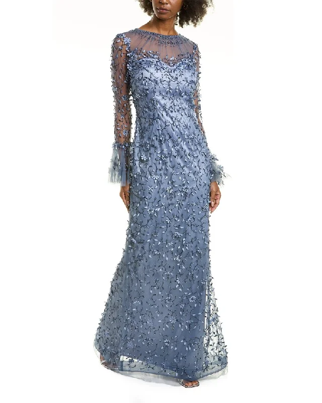 New Season Series Teri Jon by Rickie Freeman Tulle Overlay Gown