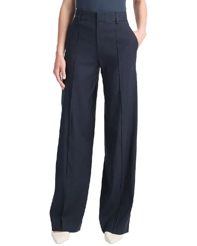 Must-have For Autumn And Winter Vince High Waisted Pintuck Linen-Blend Wide Leg Pant