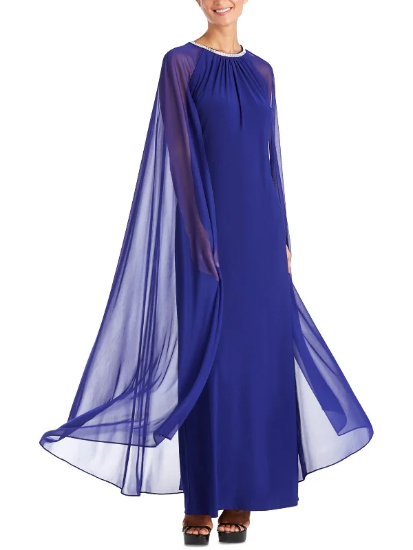 Refreshing Design Womens Embellished Cape Sleeve Evening Dress