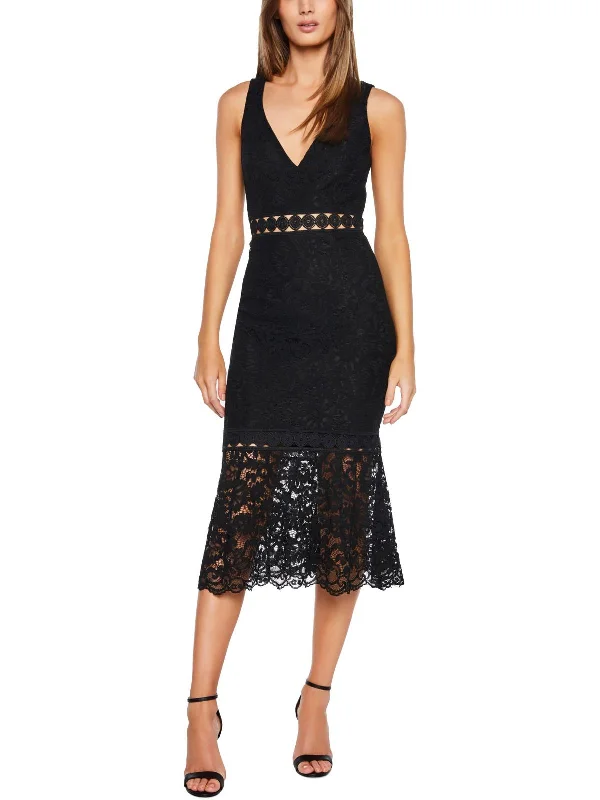 Noble And Elegant Womens Lace Overlay Trumpet Shift Dress