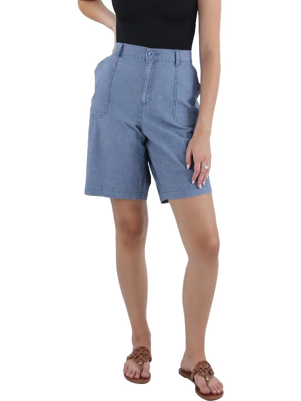 Fashion Style Womens Mid-Rise Knee-Length Bermuda Shorts