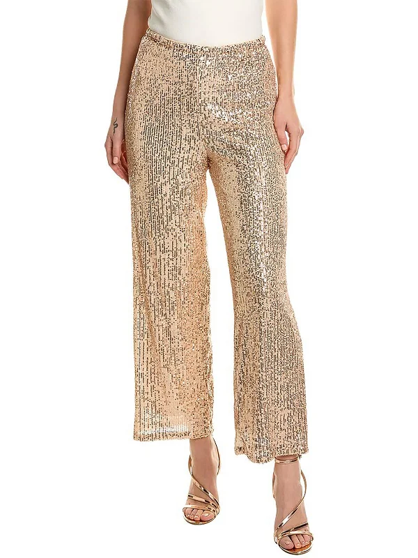 Elegant Design Womens Sequined High Rise Wide Leg Pants