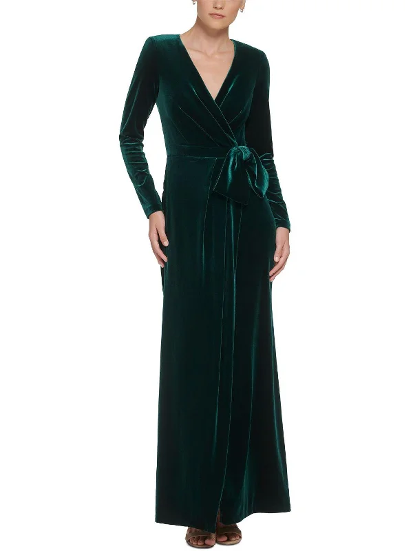 Exclusive Customization Womens Velvet Faux Wrap Evening Dress