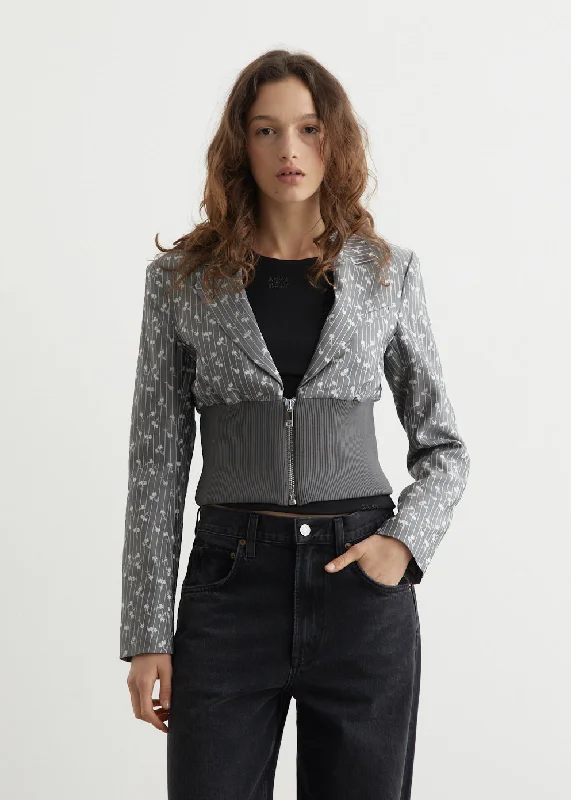 Fashionable Inner Wear Acetate Jacquard Cropped Blazer