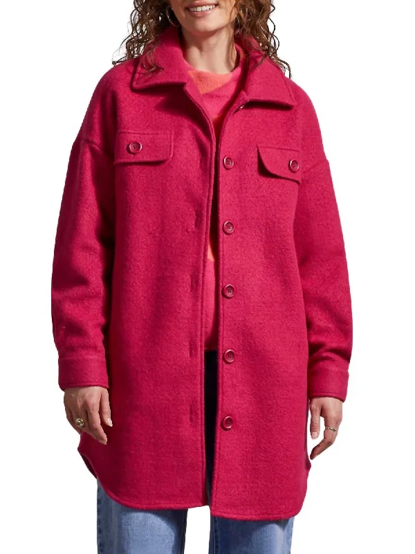 New Autumn And Winter Styles Boiled Wool Jacket In Fuchsia