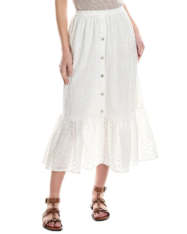 Comfortable And Casual Central Park West Agnes Eyelet Midi Skirt