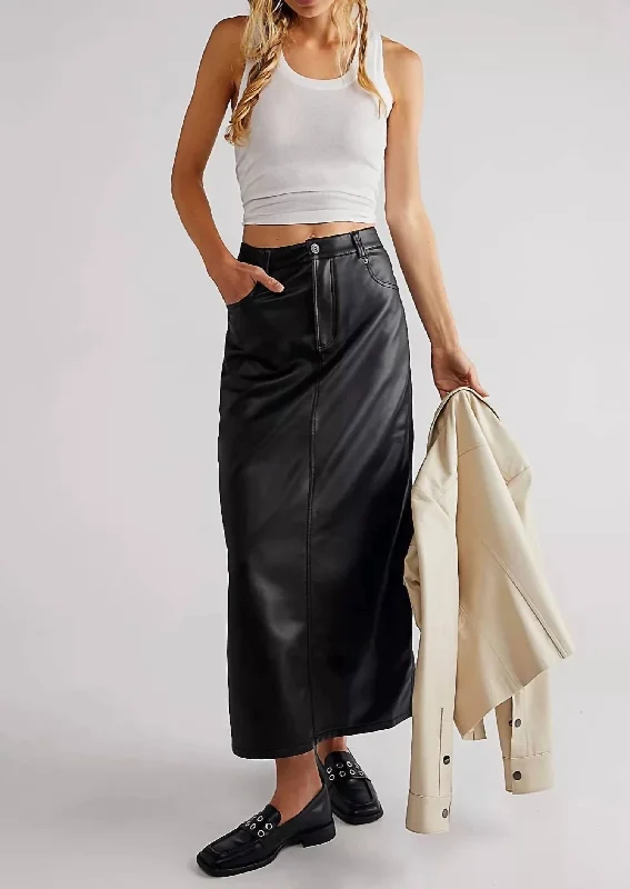 Eye-catching Personality City Slicker Vegan Maxi Skirt In Black