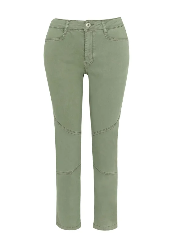 Breathable Design Dolcezza Cropped Jeans, Khaki Green