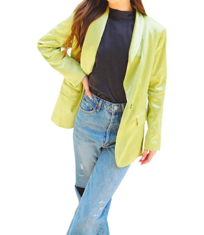 Stretch Design Electric Blazer In Lime Green