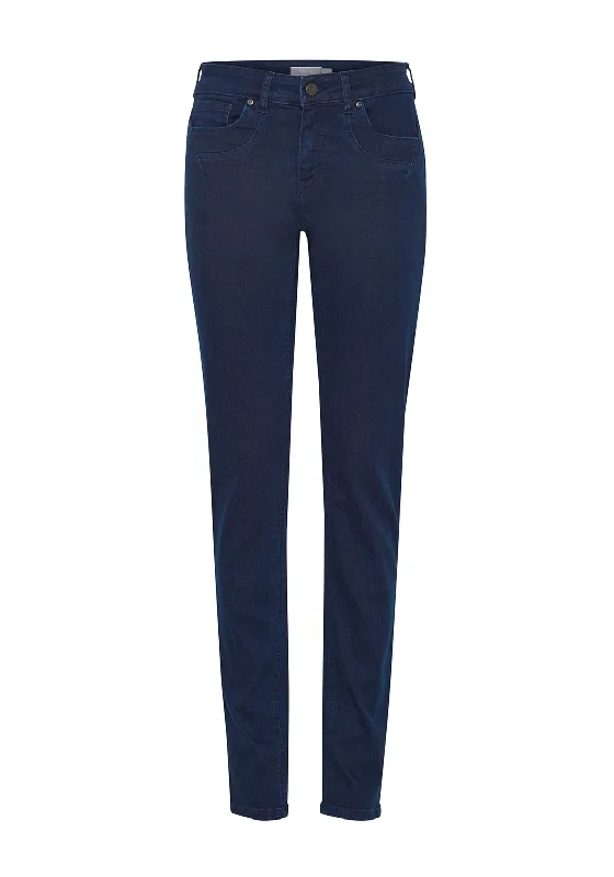 Age-reducing Style Fransa Tessa High Rise Slim Leg Jeans, Dark Wash Denim