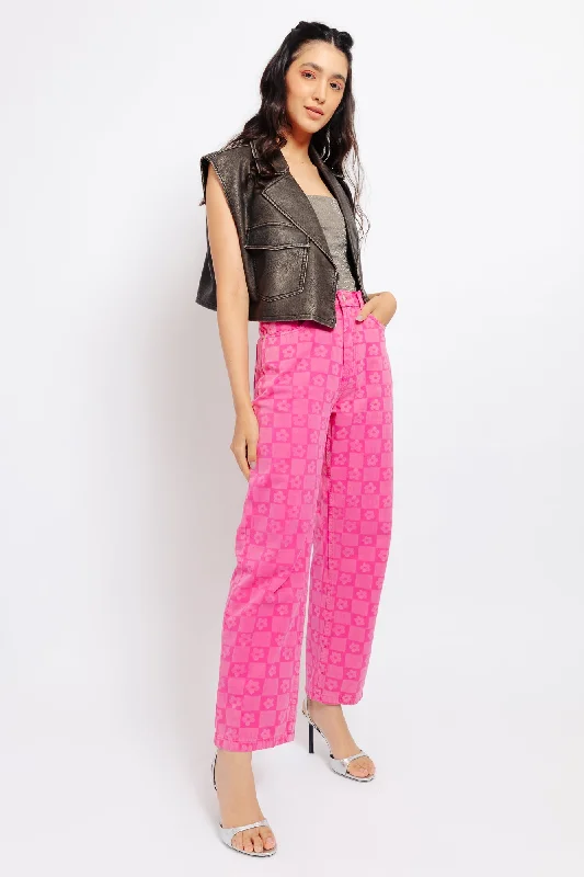 Refreshing Design Fuchsia Pink 3D Denim Pants