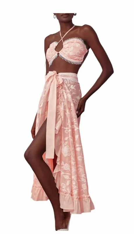 Advanced Customization Gianna Midi Wrap Skirt In Pink