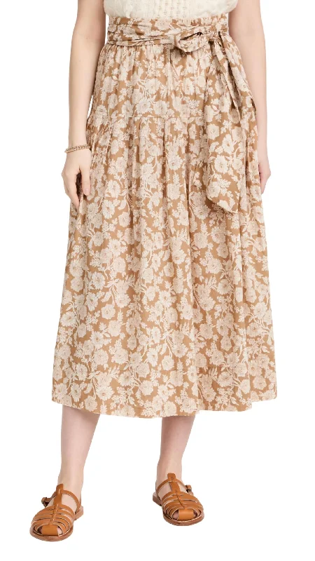 Elegant Temperament Highland Skirt In Oat Wild Brush Floral