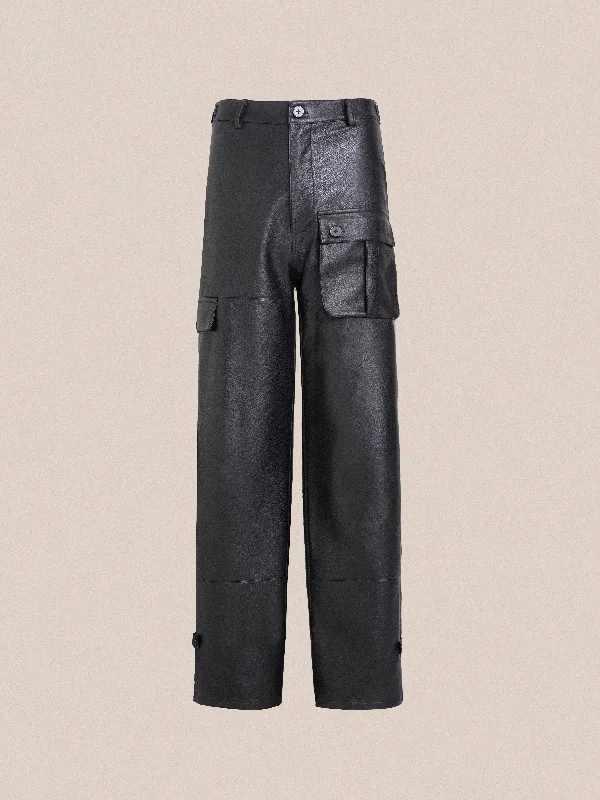 Fashionable Inner Wear Faux Leather Cargo Pants