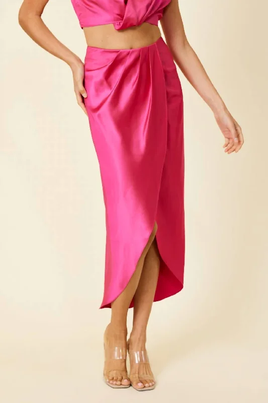 Elegant Wear Lisa Midi Skirt In Berry