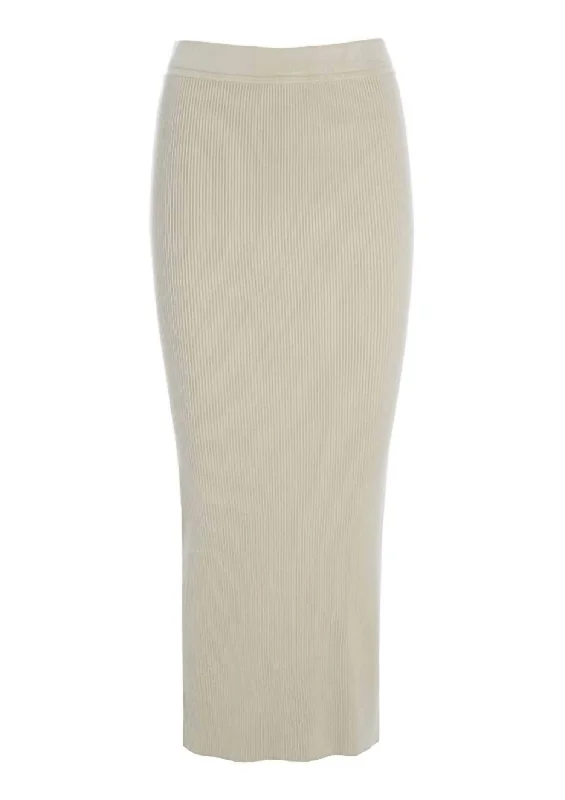 Fashion Classic Long Knit Skirt In Ivory