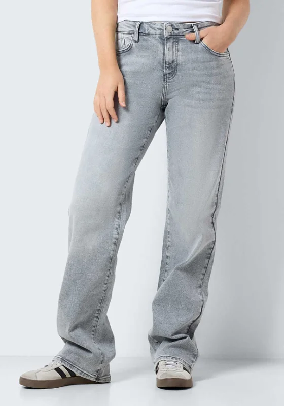 Fashion Design Noisy May Yolanda Wide Leg Jeans, Light Grey Denim